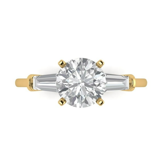 Three-Stone Engagement Ring for Women - 2ct Moissanite in 14K Yellow Gold Promise Ring