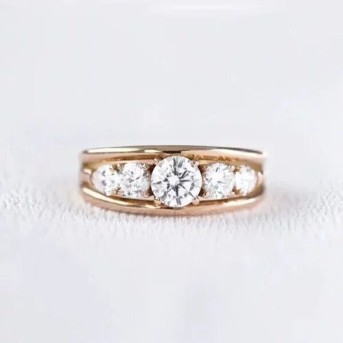 2Ct Round Cut Moissanite (VVS1/D) 14K Rose Gold Plated Band Ring for
