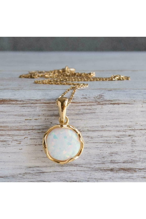 2Ct Round Cut Opal Women's Solitaire Pendant 14K Yellow Gold Finish Free Chain
