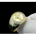 thumbnail image 1 of 2Ct Round Cut Real Moissanite Cluster Cross Wedding Ring 14K Yellow Gold Plated, 1 of 4