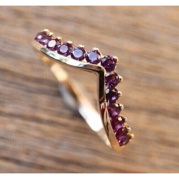 2Ct Round Cut Simulated Amethyst Women's Engagement Gift Ring 14k Yellow Gold Plated