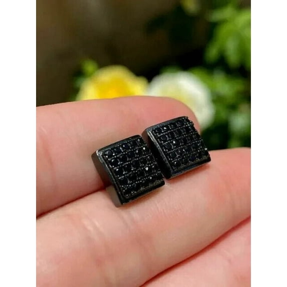 2Ct Round Cut Simulated Black Diamond Men's Stud Earring 14K Black Gold Plated