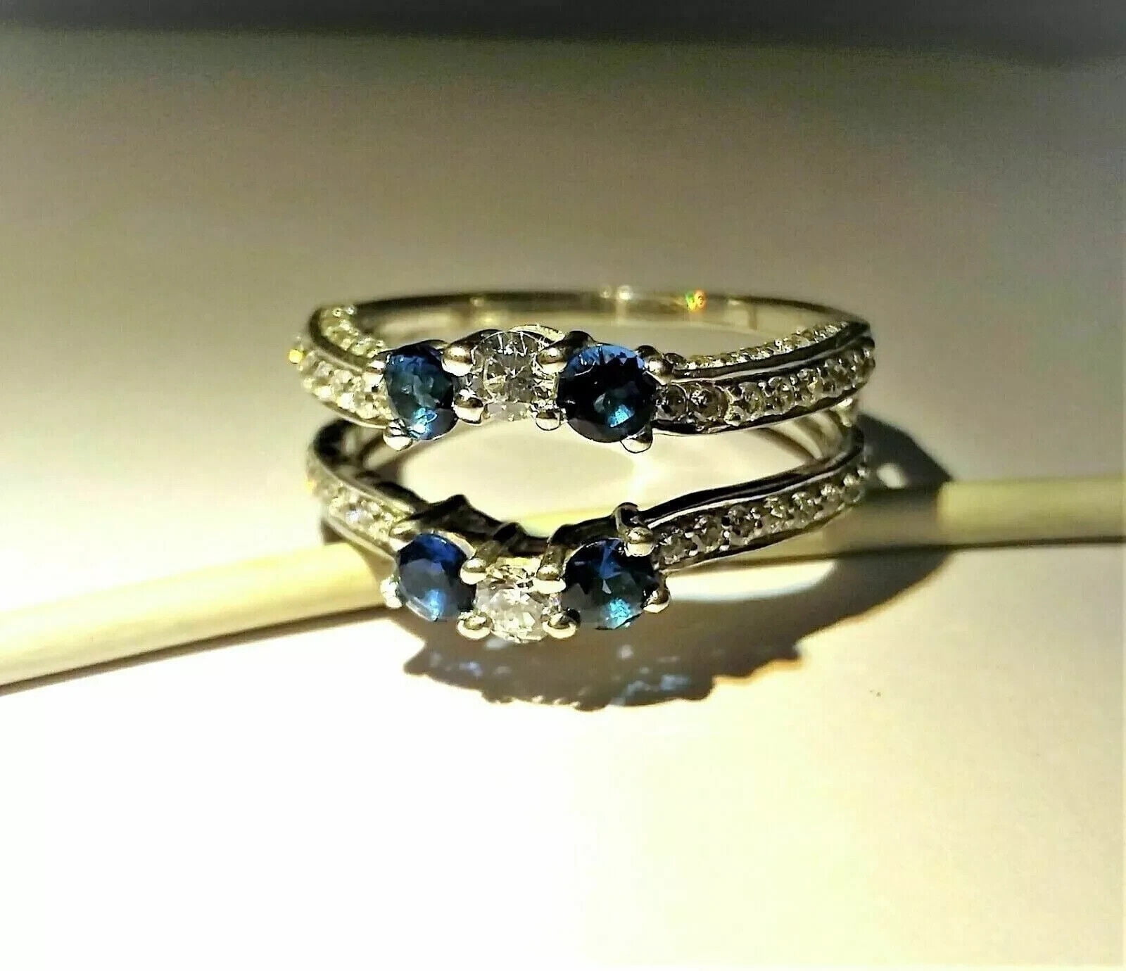 2Ct Round Cut Simulated Blue Sapphire 14K White Gold Plated Women's ...