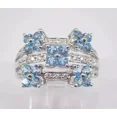 thumbnail image 1 of 2Ct Round Cut Simulated Blue Topaz Multirow Women's Band Wedding Ring 14K White Gold Plated 925 Silver For Her, 1 of 5