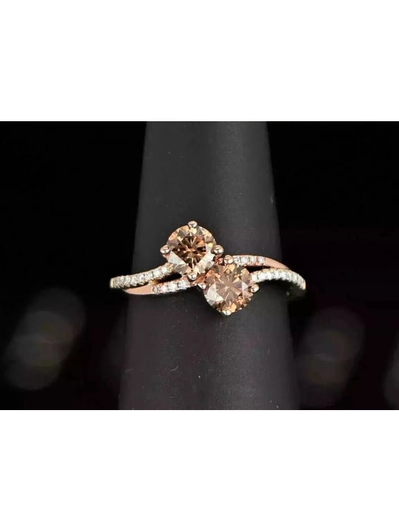2Ct Round Cut Simulated Chocolate Diamond Engagement Ring 14K Rose Gold Plated