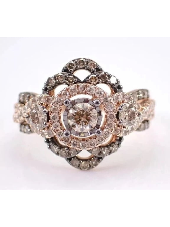 2Ct Round Cut Simulated Chocolate Diamond Women's Ring 14K Rose Gold Plated