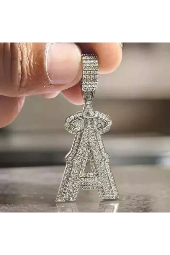 2Ct Round Cut Simulated Diamond Custom Letter Cluster Charm Pendant 14K White Gold Plated 925 Sterling Silver