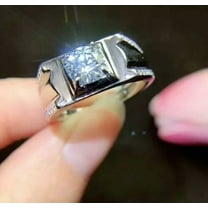 2Ct Round Cut Simulated Diamond Engagement Men's Band Ring 14K White Gold Plated 925 Silver