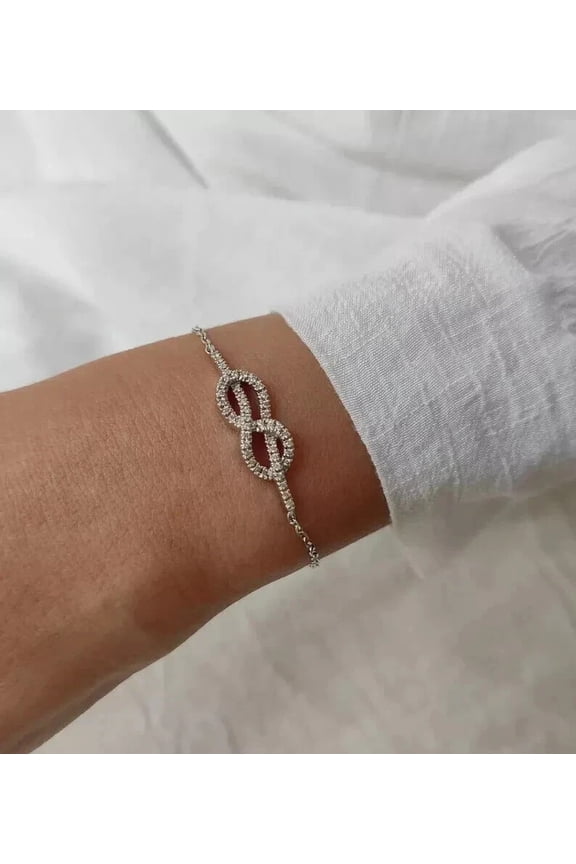 2Ct Round Cut Simulated Diamond Infinity Women Bracelet 14K White Gold Plated