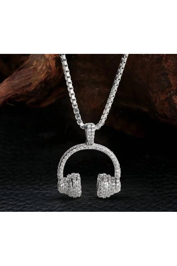 2Ct Round Cut Simulated Diamond Men's DJ RapperCluster Pendant 14K White Gold Plated 925 Sterling Silver