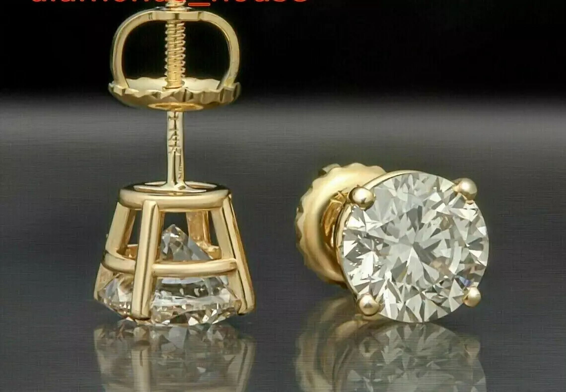 2Ct Round Cut Simulated Diamond Stud Earrings for Women in 14K Yellow Gold Plated Sterling Silver - Classic Elegance