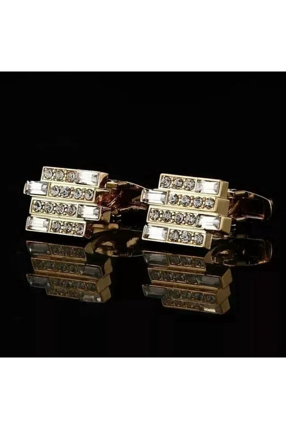 2Ct Round Cut Simulated Diamond Wedding Men's Cluster Cufflinks 14K Yellow Gold Plated 925 Sterling Silver