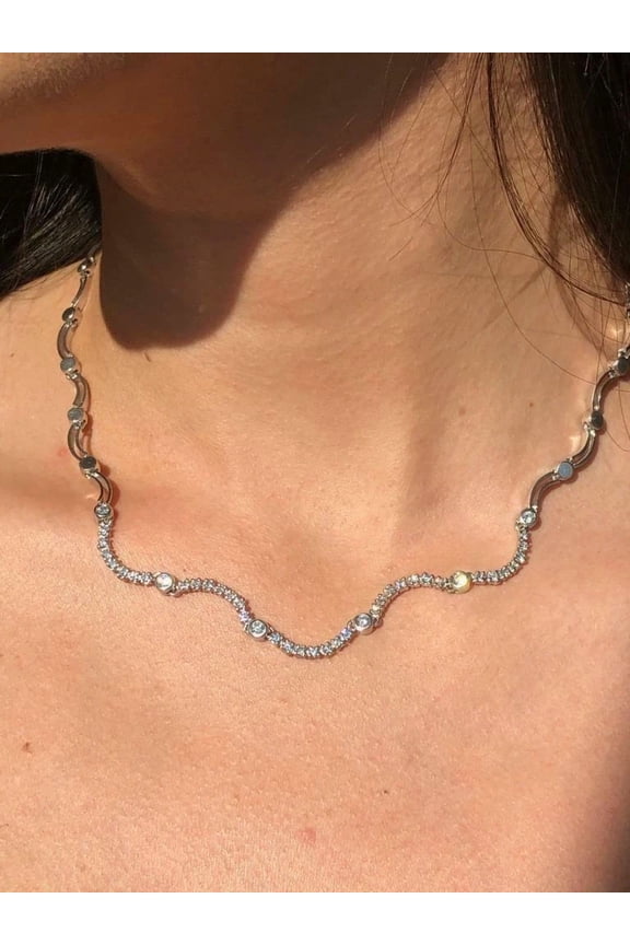 2Ct Round Cut Simulated Diamond Women Lariat Pretty Necklace 14K White Gold Plated 18" Silver