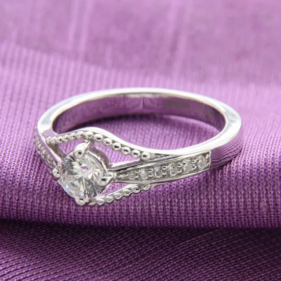 2Ct Round Cut Simulated Diamond Women Wedding Pretty Ring In 14K White ...