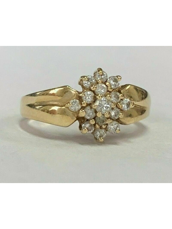2Ct Round Cut Simulated Diamond Women's Beautiful Cluster Ring 14K Yellow Gold Plated Size 5