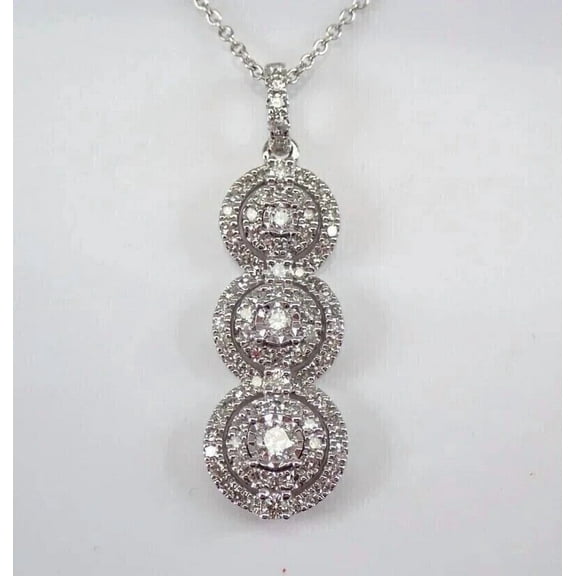 2Ct Round Cut Simulated Diamond Women's Cluster Three Stone Pendant 14K White Gold Plated 925 Silver