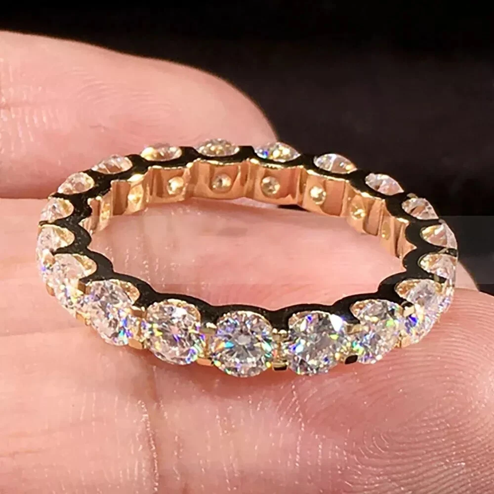 2Ct Round Cut Simulated Diamond Women's Full Eternity Wedding Band Ring ...
