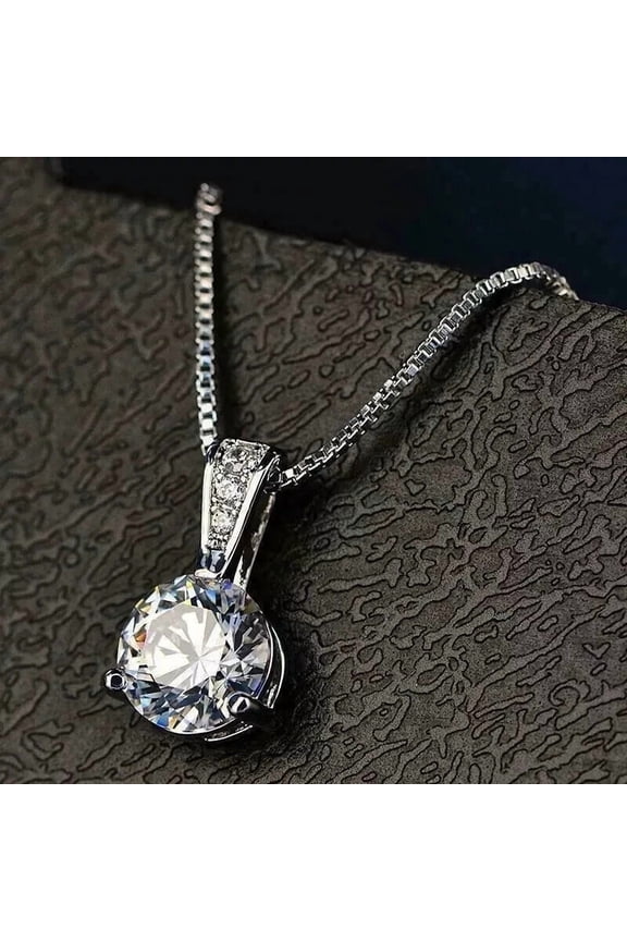 2Ct Round Cut Simulated Diamond Women's Pendant 14K White Gold Plated Silver