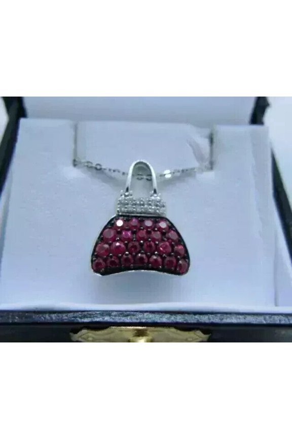 2Ct Round Cut Simulated Pink Ruby Women's Birthday Gift Bag Pendant 14k White Gold Plated