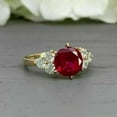 thumbnail image 1 of 2Ct Round Cut Simulated Red Ruby 925 Silver Wedding Ring In 14k Yellow Gold Plated, 1 of 4