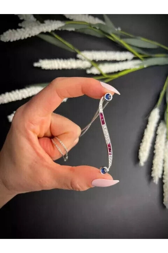 2Ct Round Cut Simulated Red Ruby Diamond Journey Valentine Unique Gift Women's Pendant 14K White Gold Plated Silver 18" Chain