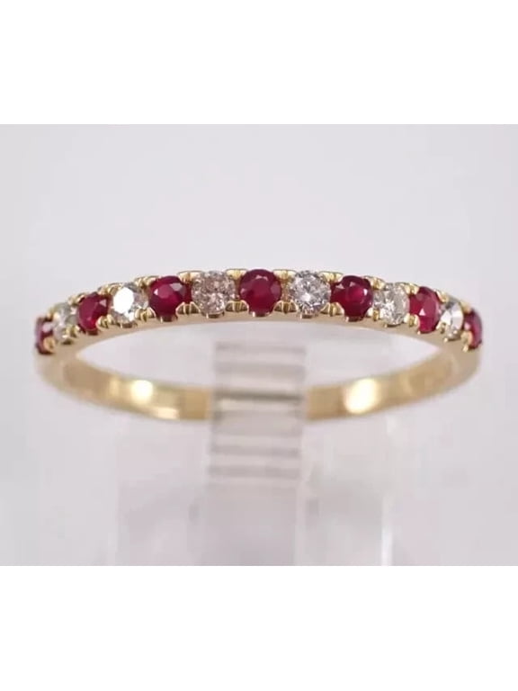 2Ct Round Cut Simulated Red Ruby Wedding Band Ring 14k Yellow Gold Plated - Size 11