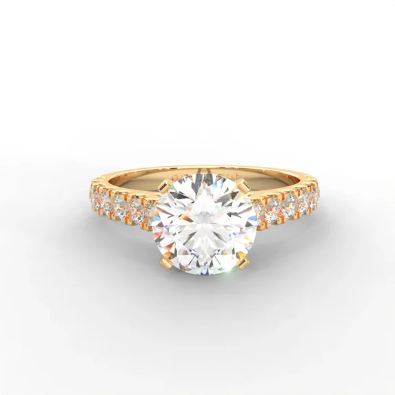 2Ct Round Cut Solitaire With Accents Moissanite Women's Engagement Rings In 14K Yellow Gold Plated