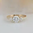 thumbnail image 1 of 2Ct Round Cut Sterling Silver Wedding Ring with Sparkling Diamond Accents for Women, 14K Yellow Gold Plated, Elegant Bridal Ring Gift for Her, 1 of 2
