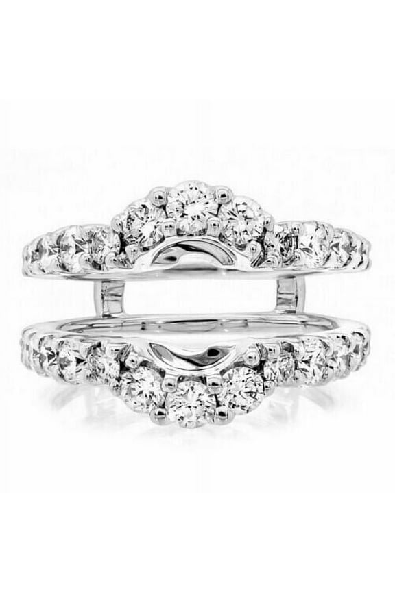 2Ct Round Cut White Diamond Enhancer Wrap Wedding Ring 14k White Gold Plated