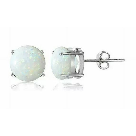 2Ct Round Cut Women's Fire Opal Push Back Stud Earrings 14K White Gold Plated