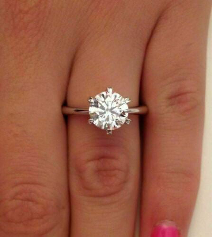 NV DIAMONDS 2Ct Round Diamond (VVS1,D) 14K White Gold Solitaire Ring for Women Gifts/Engagement/Wedding