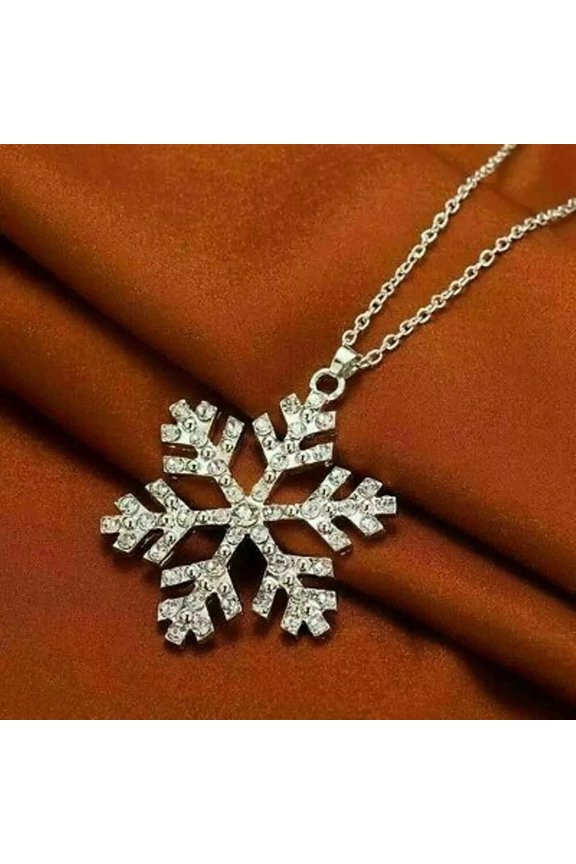 2Ct Round Diamond Women's Snowflake Pendant 14K White Gold Finish Free Chain