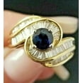 thumbnail image 1 of 2Ct Round Lab Created Blue Sapphire Engagement Cocktail Ring 14K Yellow Gold Plated Silver, 1 of 4