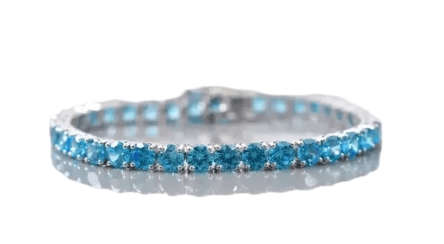 2Ct Round Lab-Created Blue Topaz Tennis Bracelet 14K White Gold Plated 7.5In