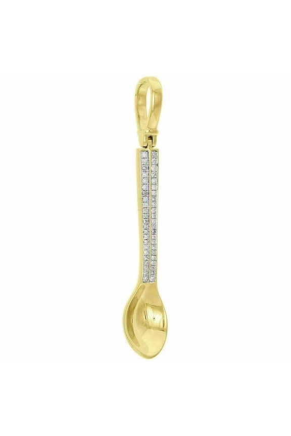 2Ct Round Lab-Created Diamond 14k Yellow Gold Plated Spoon Shape Gift Pendant
