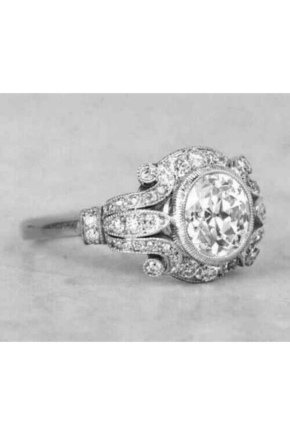 2Ct Round Lab Created Diamond Beautiful Engagement Ring For Women 14K White Gold Plated