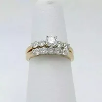 2Ct Round Lab-Created Diamond Bridal Engagement Ring Set 14K Yellow Gold Plated