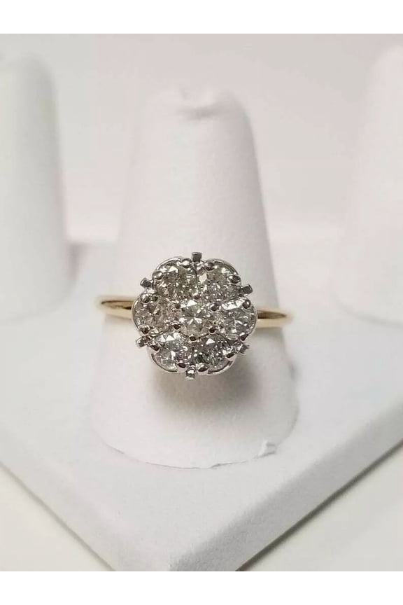2Ct Round Lab-Created Diamond Cluster Flower Shape Ring 14K Yellow Gold Finish