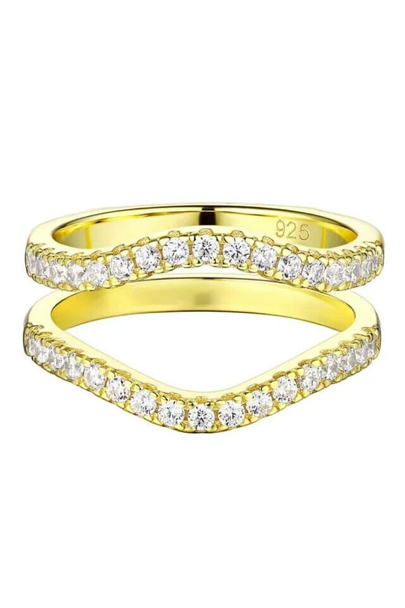 2Ct Round Lab Created Diamond Enhancer Wrap Guard Ring 14k Yellow Gold Plated