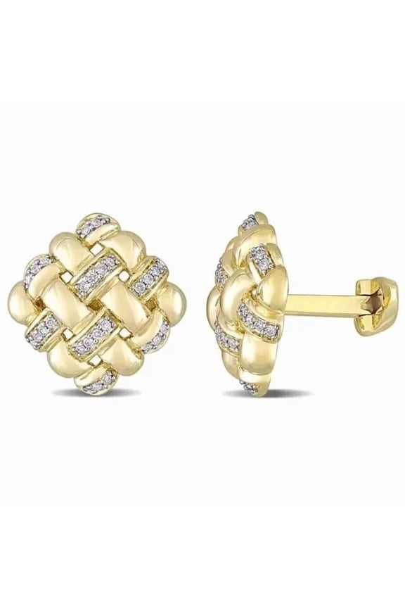 2Ct Round Lab Created Diamond Exquisite Men's Cufflinks 14k Yellow Gold Plated