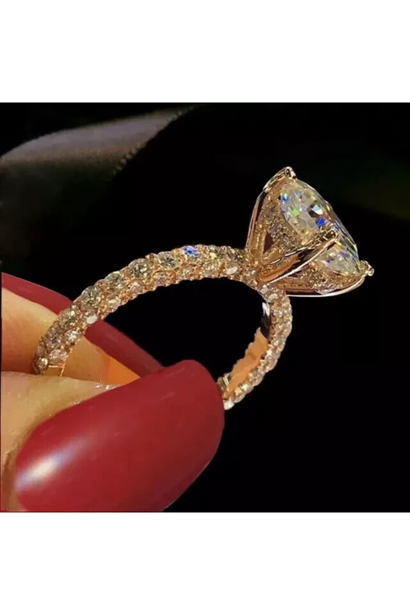 2Ct Round Lab Created Diamond Solitaire Engagement Ring 14K Yellow Gold Plated