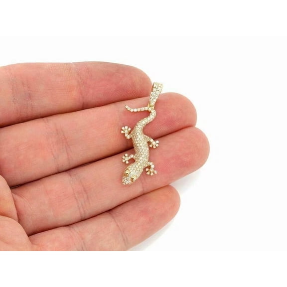 2Ct Round Lab Created Diamond Women Lizard Pendant 14k Yellow Gold Plated Silver