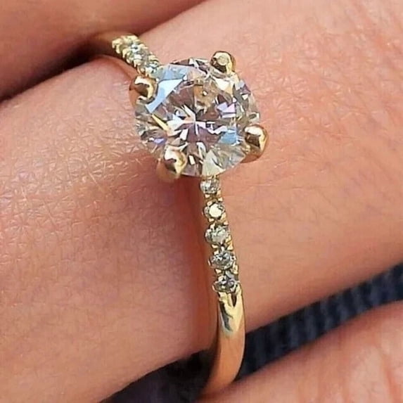 2Ct Round Lab-Created Diamond Women's Gift Engagement Ring 14K Yellow Gold Plated