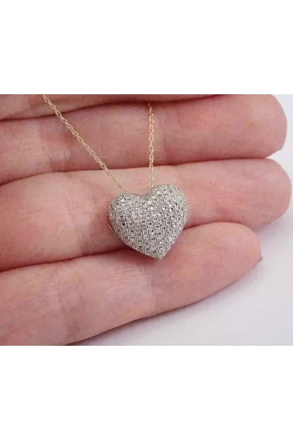 2Ct Round Lab Created Round Diamond Cluster Heart Pendant 14K Yellow Gold Plated