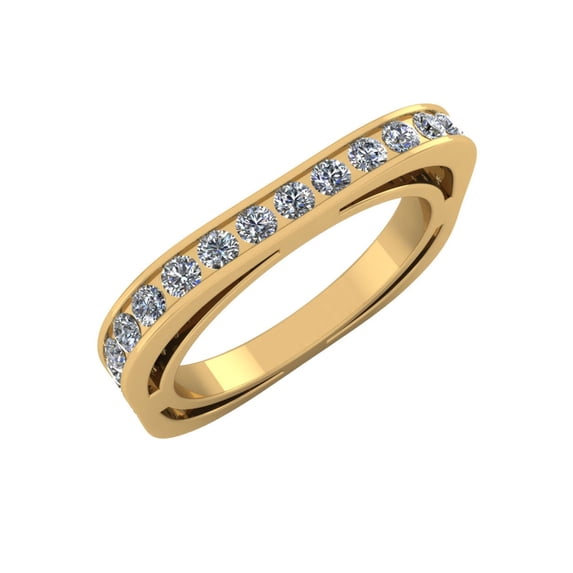 2Ct Round Natural Diamond Ladies Euro Style Square Anniversary Wedding Eternity Band Ring 18k Gold IJ SI2