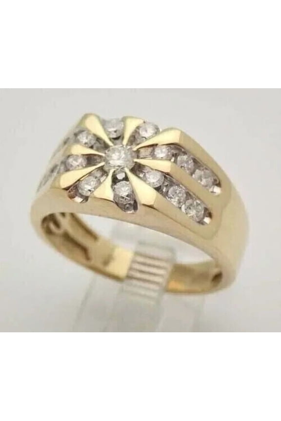 2Ct Round Simulated Diamond Men's Pinky Ring 14K Yellow Gold Plated