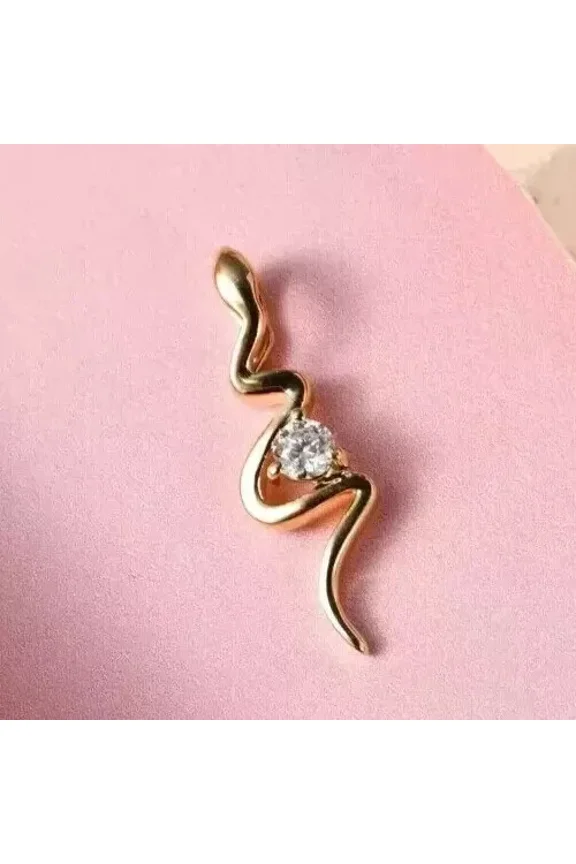 2Ct Round Simulated Diamond Women's Snake Pendant 14K Yellow Gold Plated