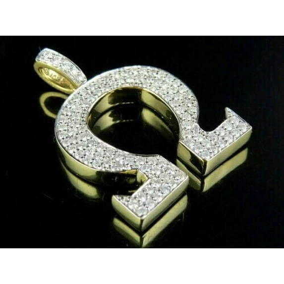 2Ct Simulated Diamond Greek Omega Sign Pendant Charm 14K Yellow Gold Plated