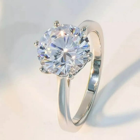 2Ct Simulated Diamond Round Cut Solitaire Engagement Gift Ring 14K White Gold Plated