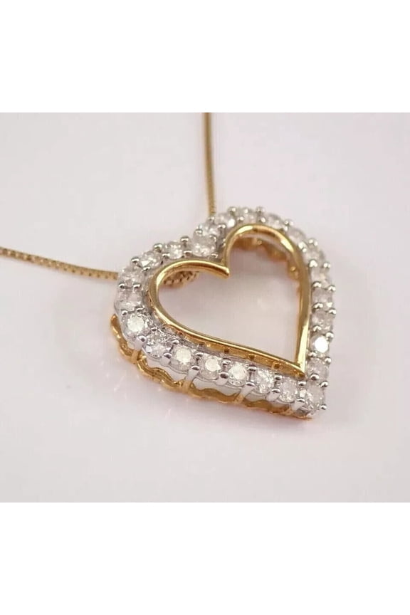 2Ct Simulated Diamond Round Cut Women's Heart Pendant Necklace 14K Yellow Gold Plated